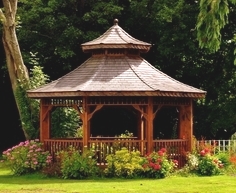 Gazebo in the landscape for entertaining and relaxation