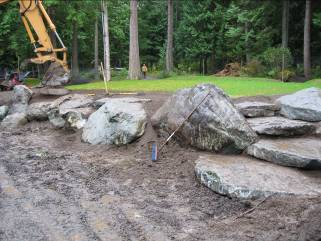 Seattle area landscaper builds rock stairs for Bellevue home