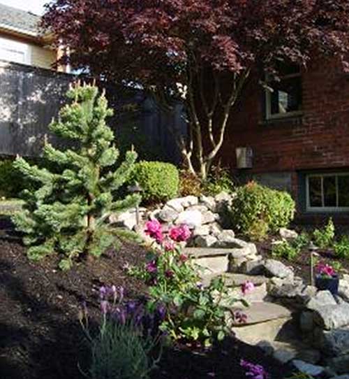 Landscape steps at Green Lake home