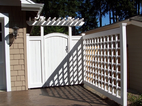 Gate, arbor, and privacy screen designed by Environmental Construction Inc. in Kirkland WA