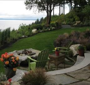 Rock Fire Pit installed by Environmental Construction Inc. in Kirkland WA