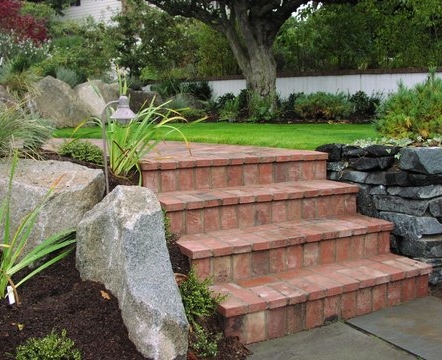 Brick landscape steps