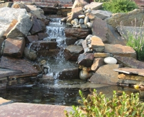 Seattle Landscape design with waterfall and pond